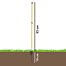 Fibreglass post for electric fence 110 cm, foot and spike, 2 insulators
