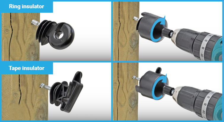 Screw attachment for electric fence insulators, universal