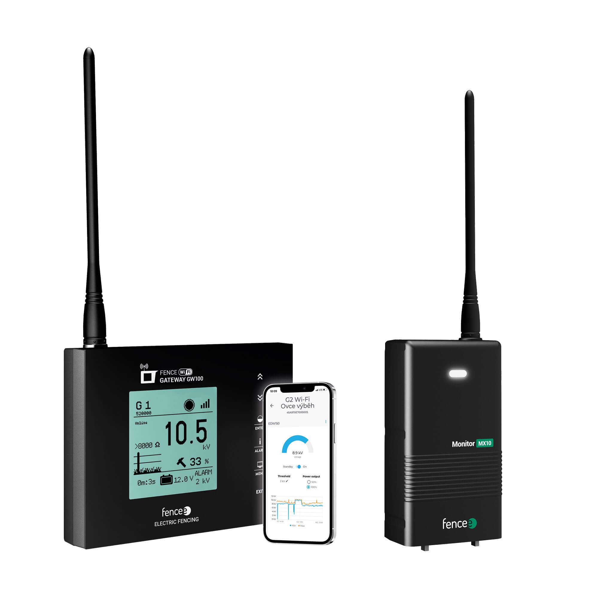 Universal electric fence online monitoring set - WiFi Gateway - Monitor MX10 fencee