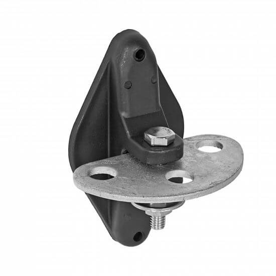 Insulator for electric fence for gate, 3 eyelets