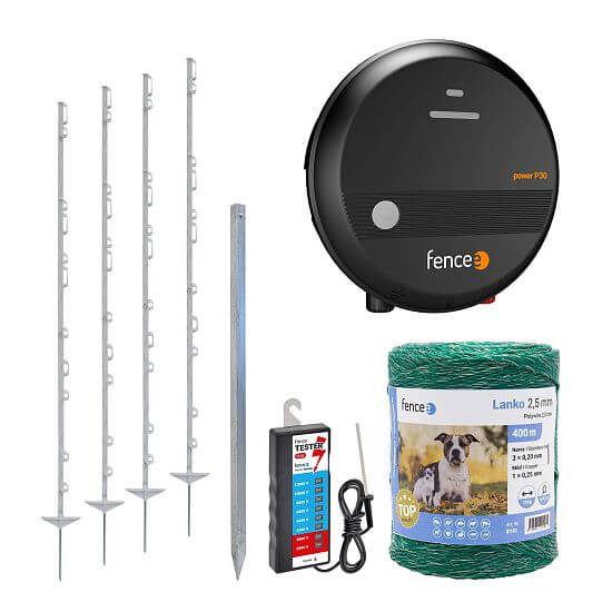 Electric fence set for cattle, game, pigs, sheep and goats - energizer + polywire 400 m