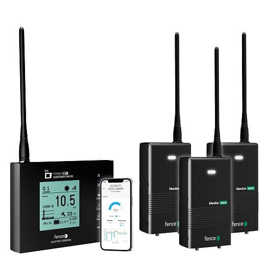 Universal electric fence online monitoring set - WiFi Gateway GW100 - 3 × Monitor MX10