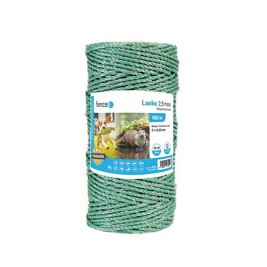 Polywire for electric fence, diameter 2.5 mm, green, 100 m