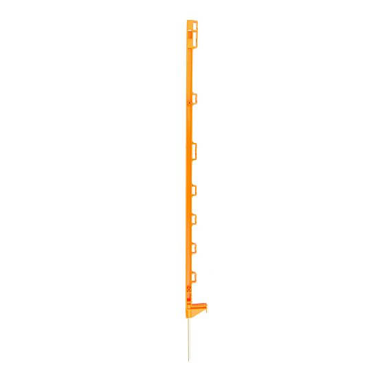 Plastic post for electric fence, length 105 cm, 9 eyelets, orange