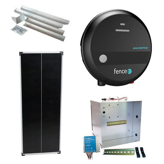Premium solar fence kit - Complete transport box + energizer 4 J, solar panel 100 W