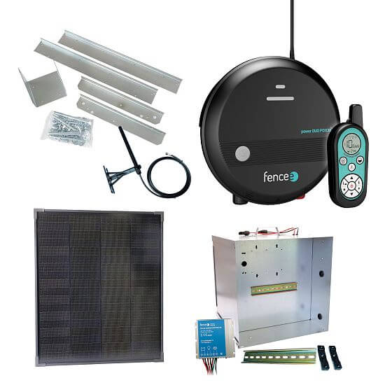 Premium solar fence kit - Complete transport box + 3 J Smart RF energizer power DUO, 40 W panel