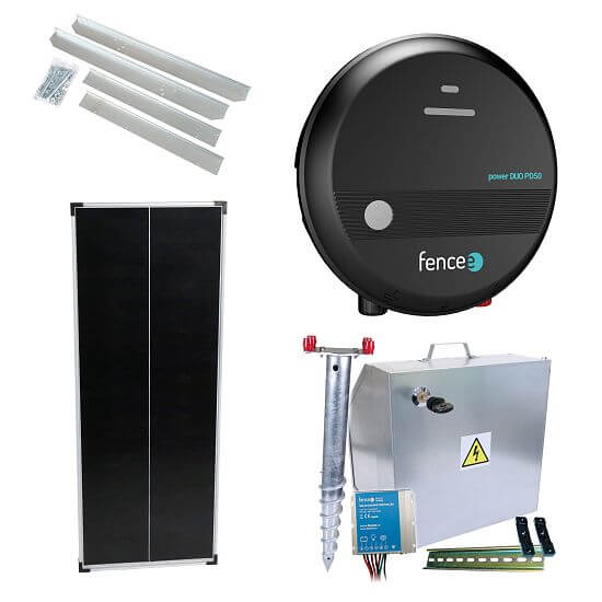 Premium solar fence kit - Complete security box + energizer power DUO 5 J, 100 W panel