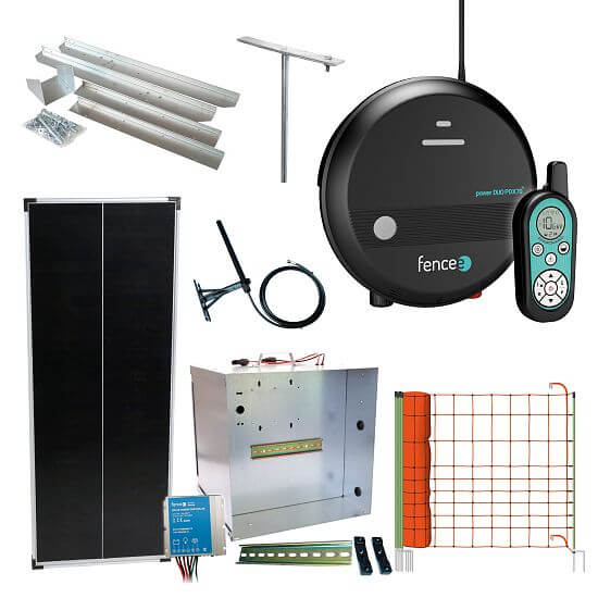 Expert solar fence kit - Complete transport box + Smart RF energizer power DUO 7 J,  40 W panel, wolf net