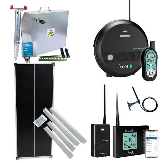 Smart Farm Solar Fence - Complete Security Box + 7 J Smart energizer, Gateway, Monitor, 100 W Panel