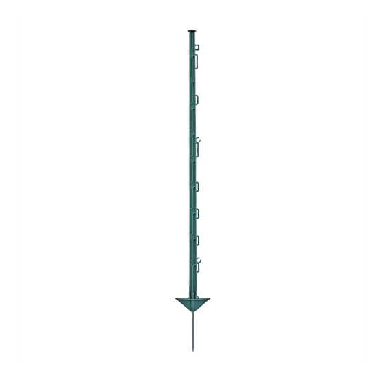 Plastic post for electric fence, length 105 cm, 10 eyelets, green