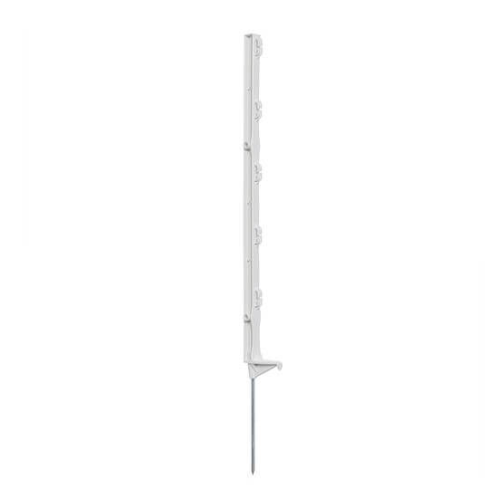 Plastic post for electric fence, length 70 cm, 5 eyelets, white