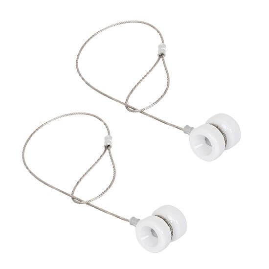 Porcelain corner insulator including steel wire with eye - 2 pcs