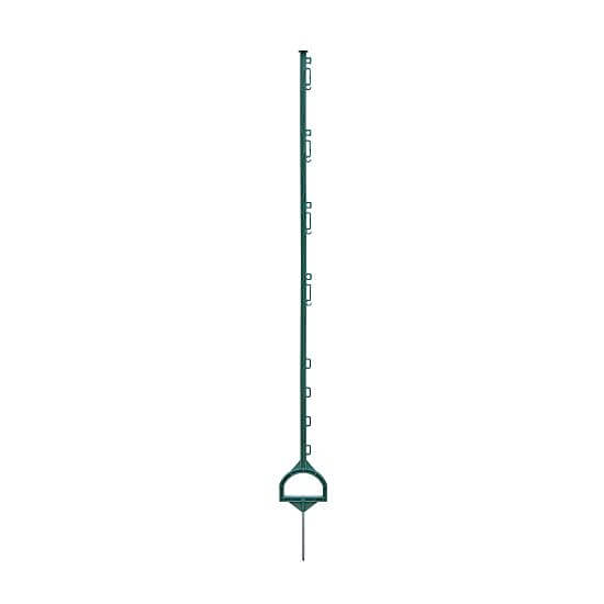Plastic post for electric fence, length 157 cm, 12 eyelets, green