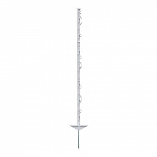 Plastic post for electric fence, length  105 cm, 8 eyelets, white
