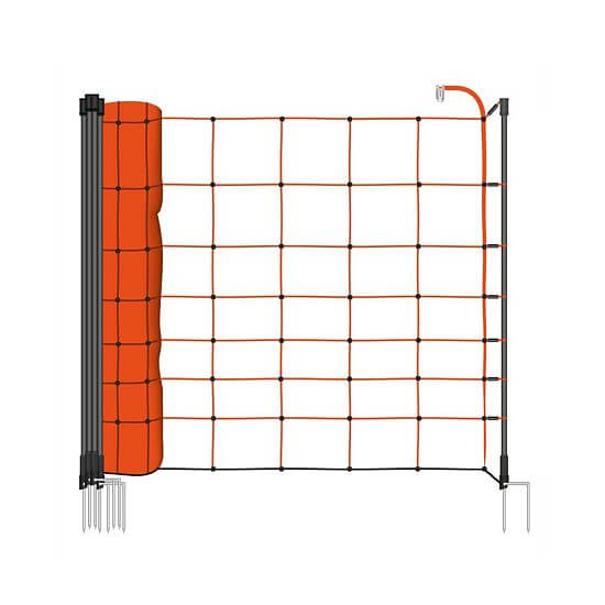 Orange net STANDARD for electric fence for sheep, goats, height 90 cm, 50 m, double spike