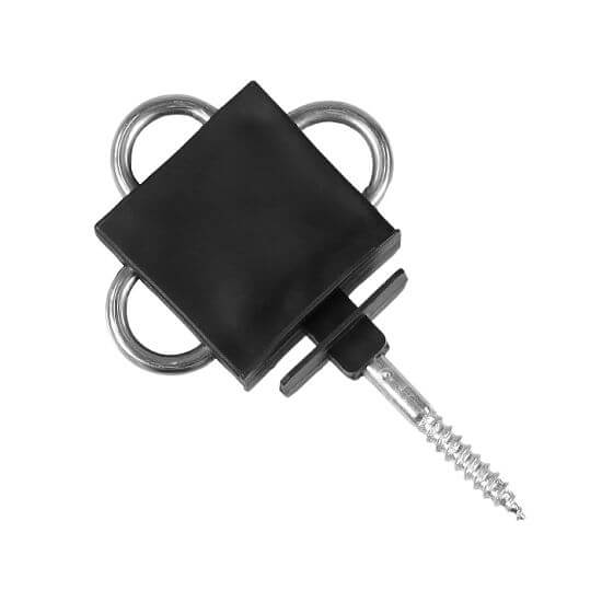 Flat gate insulator with screw for electric fence, 3 eyes