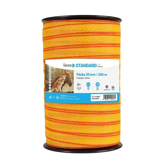 Tape for electric fence, width 20 mm, yellow-orange, length 200 m