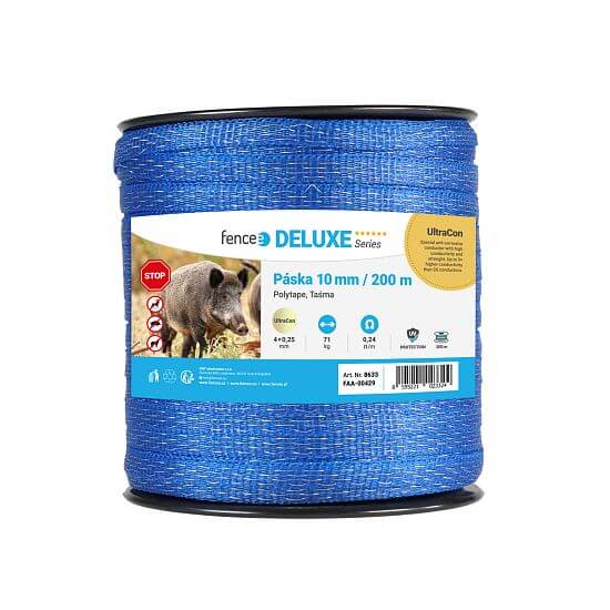 Polytape for electric fence, width 10 mm, blue, length 200 m