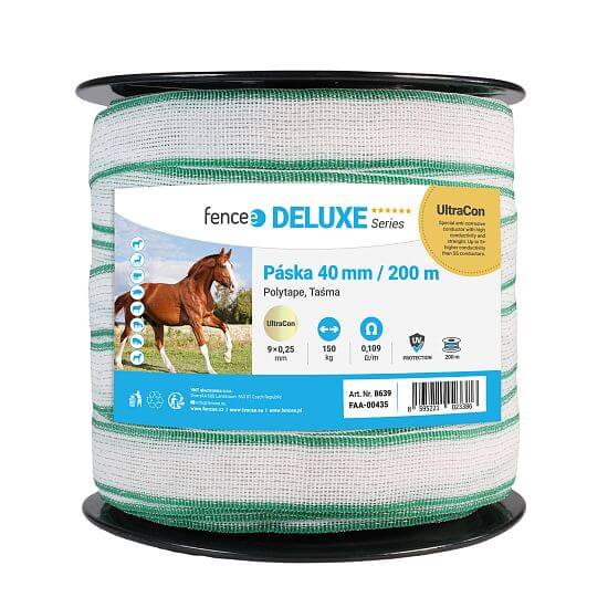Tape for electric fence, width 40 mm, green-white, length 200 m
