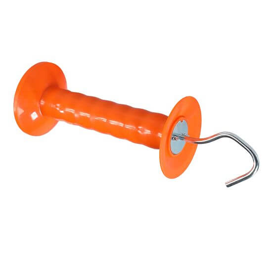 Orange gate handle for electric fence
