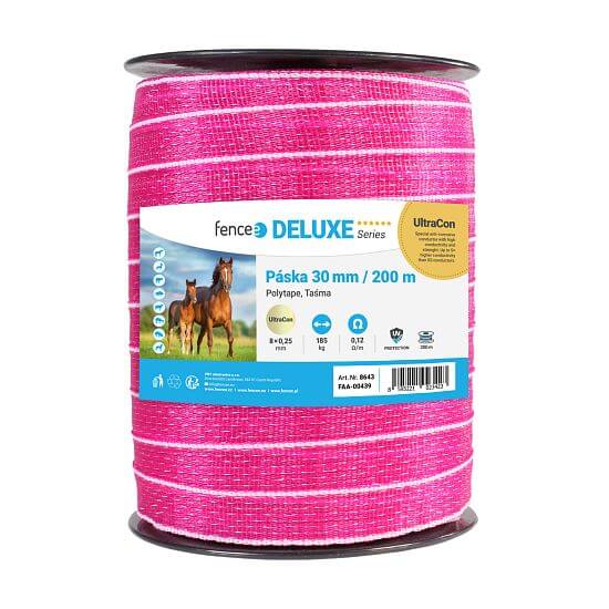 Tape for electric fence, width 30 mm, pink-white, length 200 m