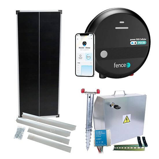 Premium solar fence kit - Complete safety box + Smart LTE energizer 5 J, solar panel 100W