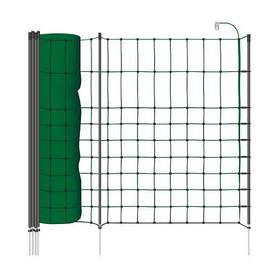 Green net STANDARD for electric fence for dogs, rabbits, cats, height 65 cm, 25 m, 1 spike