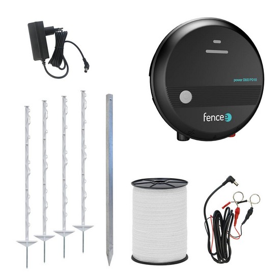 Electric fence kit for horses, ponies, dogs, cattle and again pests - DUO energizer - polytape 200 m