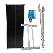 Basic solar fence kit - ground screw holder + 10 A controller + bracket + 100 W panel