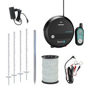 Electric fence kit for goats, sheep, cattle, boars - DUO RF energizer with remote controller - polywire 400 m