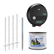 Electric fence set for horses, ponies, donkeys, dogs and pests - DUO energizer + polytape 200 m