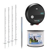 Electric fence set for horses, ponies, donkeys and dogs - DUO energizer - polytape 200 m