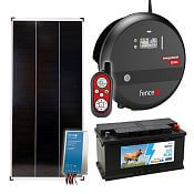 Solar electric fence kit, 8 J Smart RF energizer with remote control + 200 W panel, controller + 95 Ah battery
