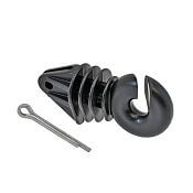 Round insulator with clamp for angled metal posts for wire, rope and tape up to 10 mm - 25 pcs