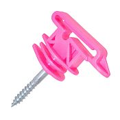 Flat pink insulator for electric fencing, for tape up to 40 mm, rope and wire – 25 pcs