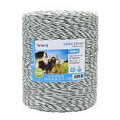 Wire for electric fence, diameter 2,5 mm, green-white, length 1000 m